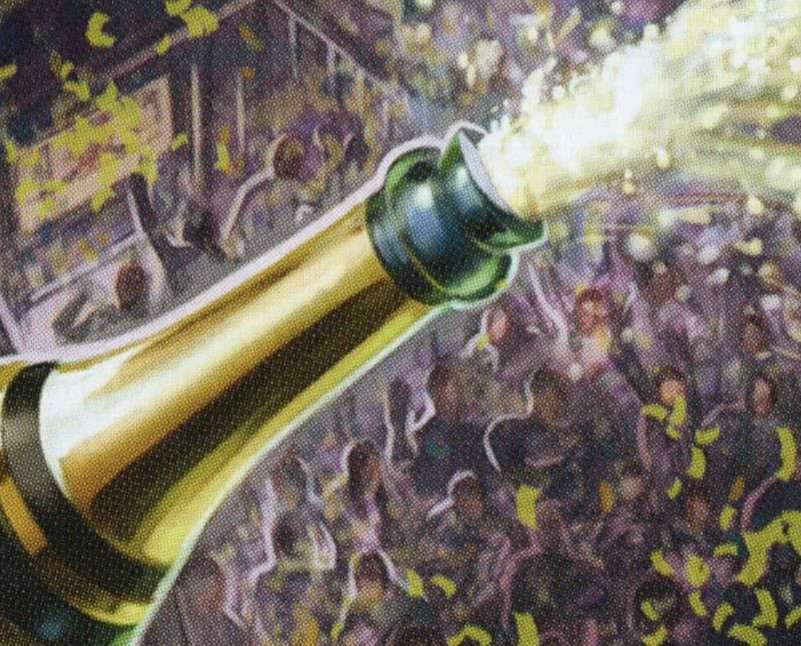 Election Day illustration: a bottle of champagne popping