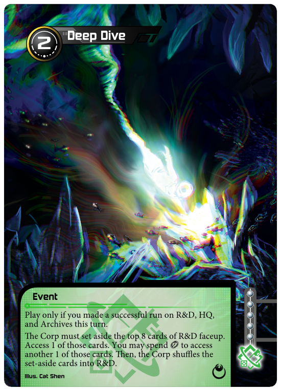 Full-art version of the card Deep Dive, from the Midnight Sun Booster Pack.