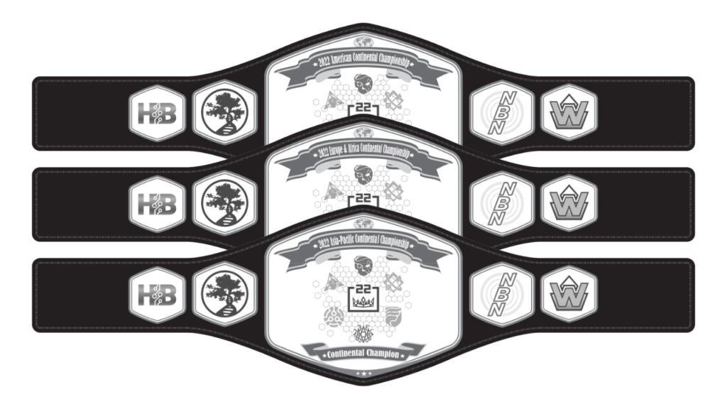Mockups of Continental Championship prize belts
