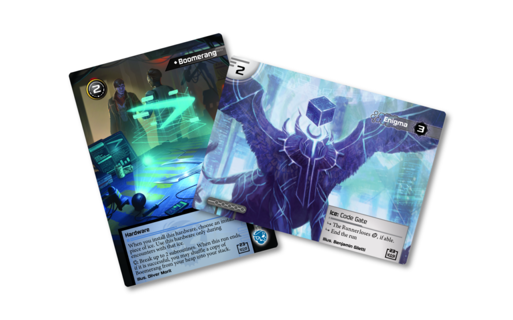 Card fan featuring Boomerang and Enigma alt arts.