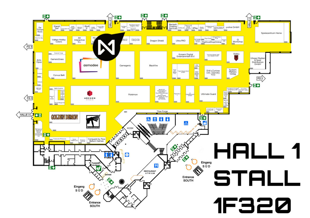 Map of SPIEL Hall 1 showing the location of the NSG booth