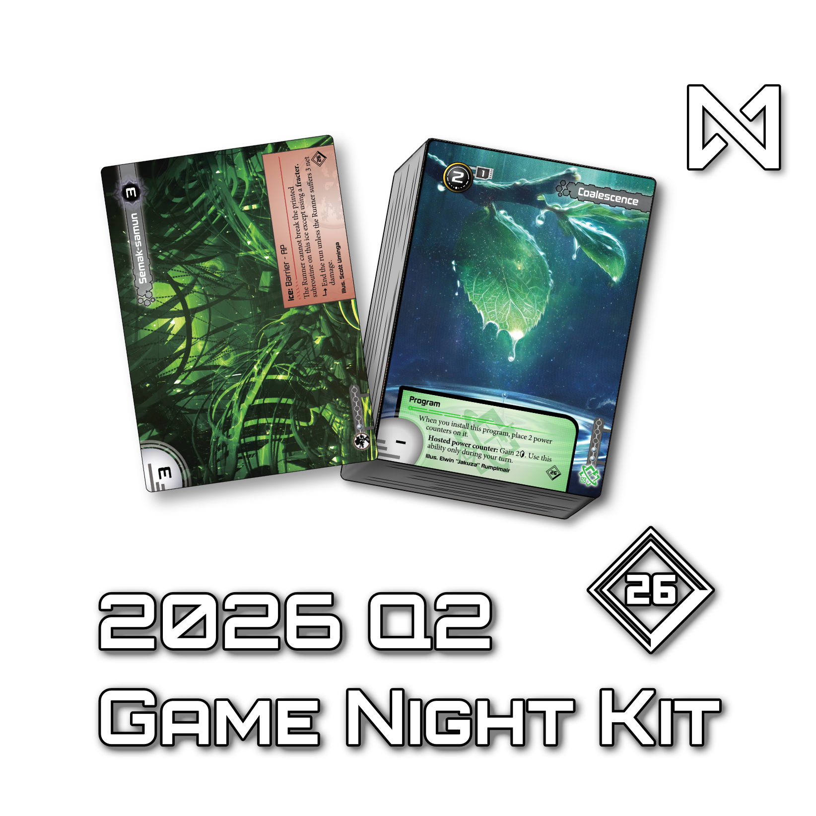 Card fan showing the contents of the 2026 Q2 Game Night Kit